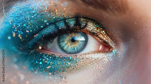 eye with blue glitter