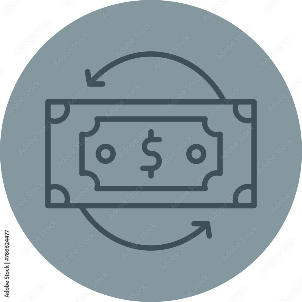 Cash Flow Grey Line Circle Icon