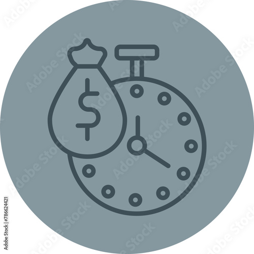 Payment Time Grey Line Circle Icon