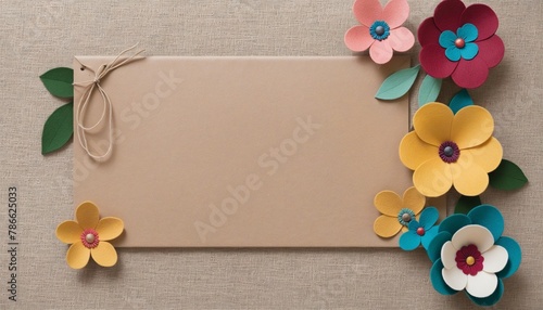 Horizontal background with handmade flowers in bright colours 