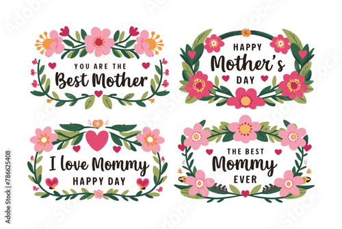 Mother's Day 2024, Mothers Day stickers,EMBLEMS, BADGES pack Vector illustration.