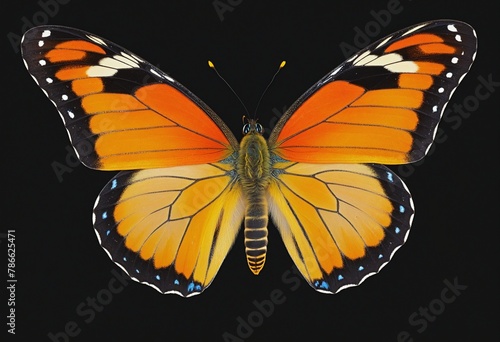 butterfly on black background in bright colours 