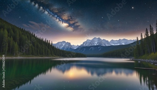 clouds over lake in bright colours 