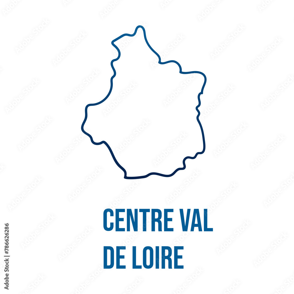 Centre Val de Loire region abstract soft edges map Centre Val de Loire region abstract soft edges map