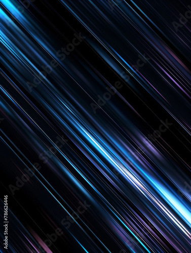 A striking image featuring a black background with straight diagonal lines illuminated by neon lights