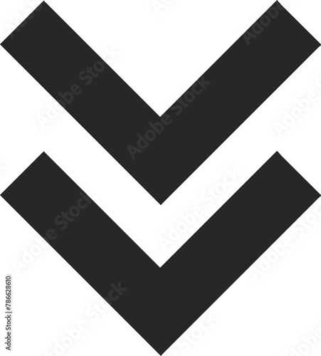 down chevron pointed arrow icon. Black arrow pointing to the bottom. Black direction pointer, website design arrow graphics, vector isolated eps editable shape going down ward way