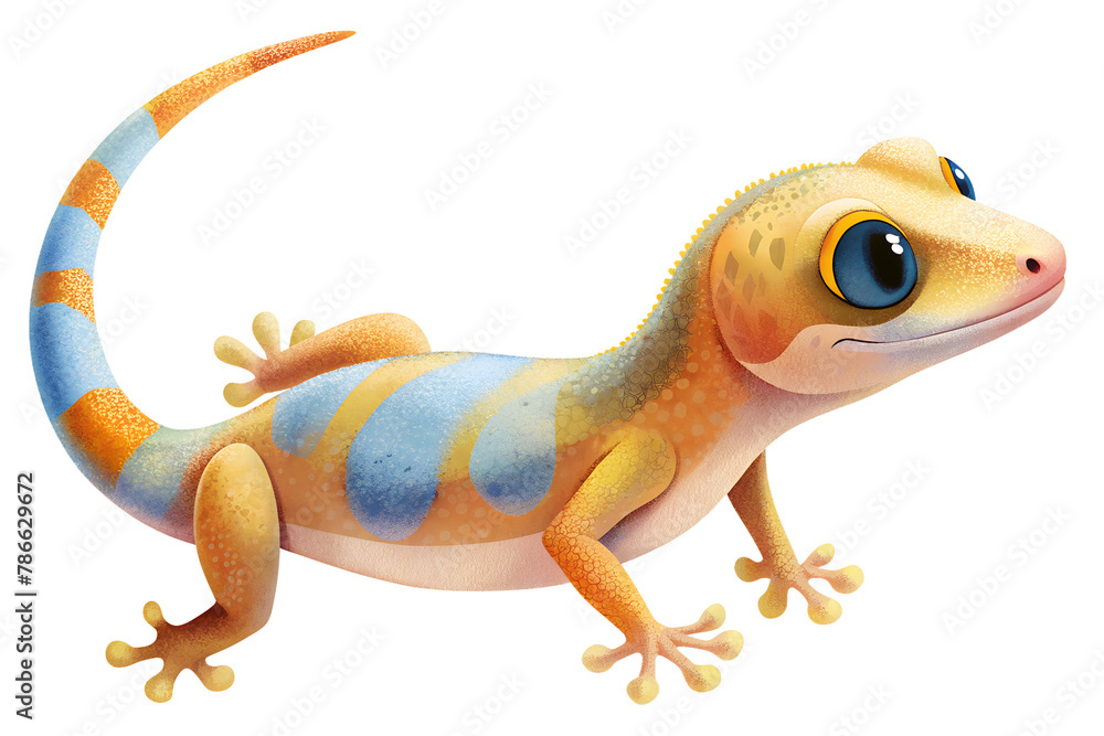 Naklejka premium Cartoon style illustration of gecko isolated on transparent background