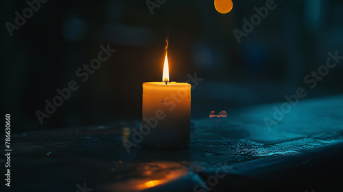 A minimalist composition with a solitary candle
