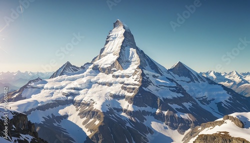 Digital Matterhorn mountain in bright colours 