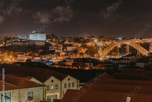 Porto city at night photo