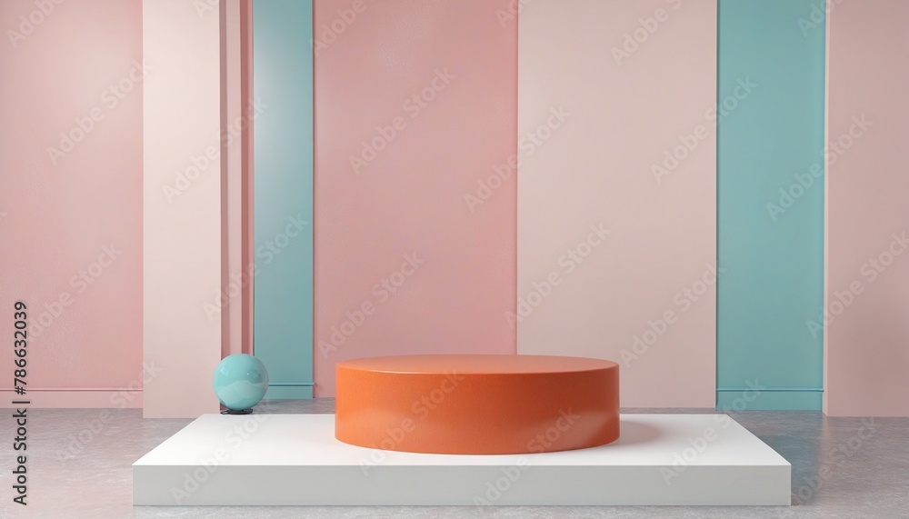 3d render abstract display podium in bright colours 