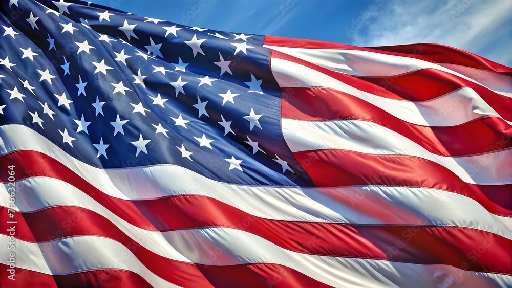 A Closeup View of Waving American Flag A Closeup View of Waving American Flag