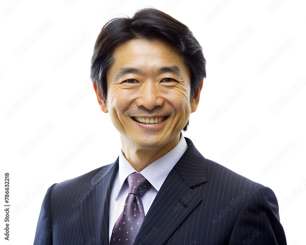 A Middle Aged Handsome Smiling, Japanese Man in Business Attire A Middle Aged Handsome Smiling, Japanese Man in Business Attire