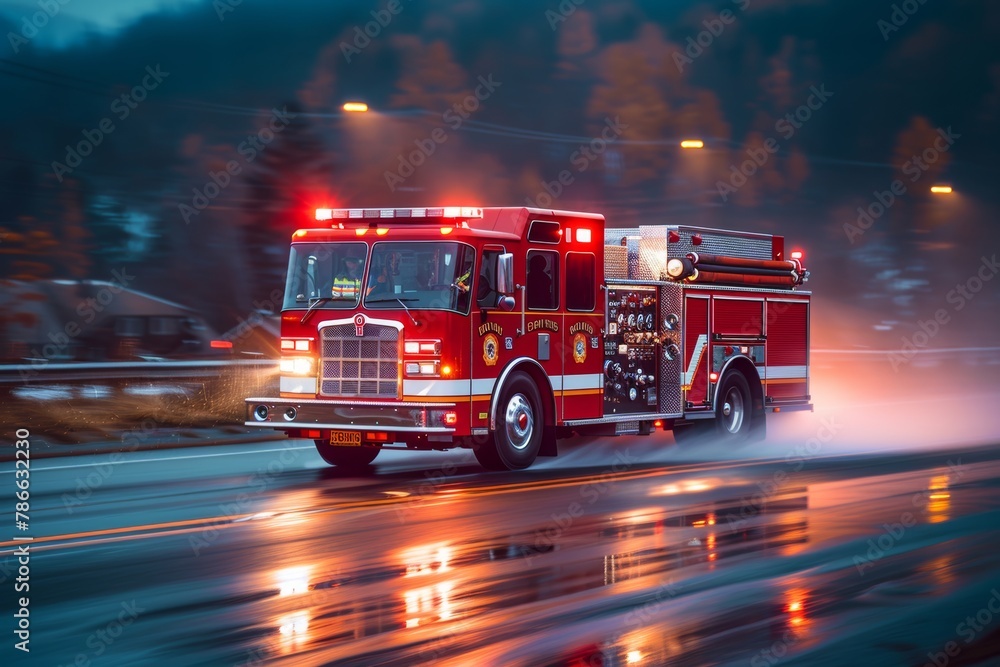 Fire trucks will turn on their lights and sound signals to request clearing of the way.