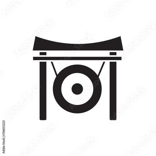 Chinese gong icon design, isolated on white background, vector illustration