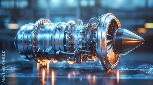 Jet Engine Analysis with FEM in Minimalist Tech Style. Concept Jet Engines, FEM Analysis, Minimalist Design, Technology, Aerospace photo