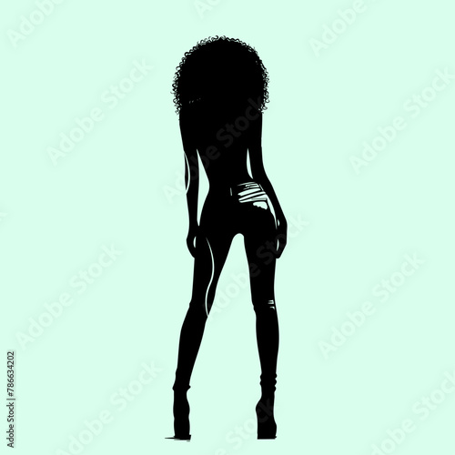 silhouette of a sexy girl African-American woman