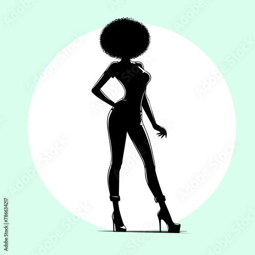 silhouette of a sexy girl African-American woman