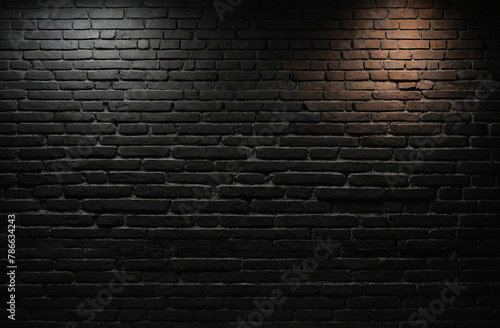 dark brick wall black blocks with light spots copy space background