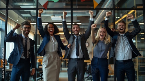 Achieving success in teamwork. From now on, mood in office is simply incredible: every day begins with joyful smiles and heartfelt congratulations, which creates atmosphere friendship and cooperation. photo
