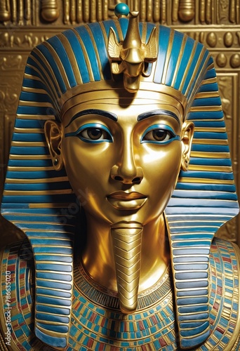 Tutankhamen Pharaoh in bright colours 
