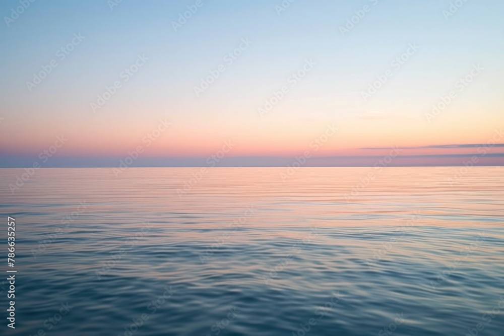 Tranquil Ocean Sunset, Serene Water, Pastel Sky, Peaceful Horizon