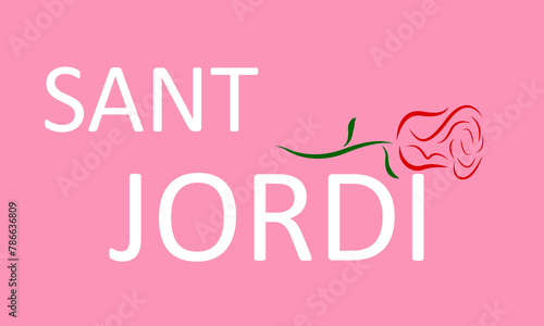 Sant jordi day or saint george typography and rose, vector art illustration. photo