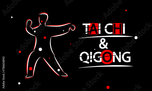 Tai Chi and Qigong fighter, vector art illustration.