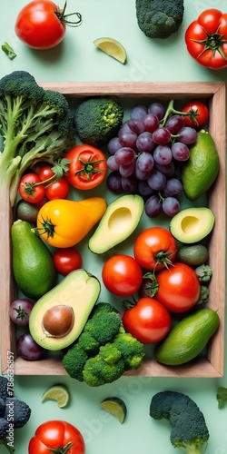 Different vegetables and fruits, Healthy diet. Immunity boosting. Top view