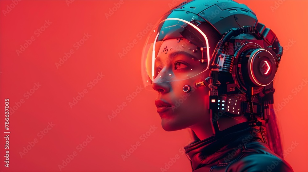 Futuristic Vision: The Transhumanist Odyssey. Concept Future Technology, Human Enhancement, Artificial Intelligence, Space Exploration, Ethics Debate
