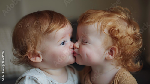 Babies Exchange an Adorable Kiss
