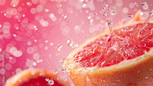 Juicy Grapefruit Splash on Pink Background