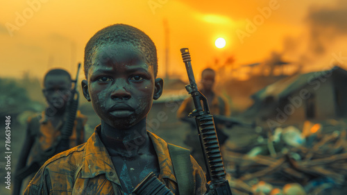 Child Soldiers at Sunset photo