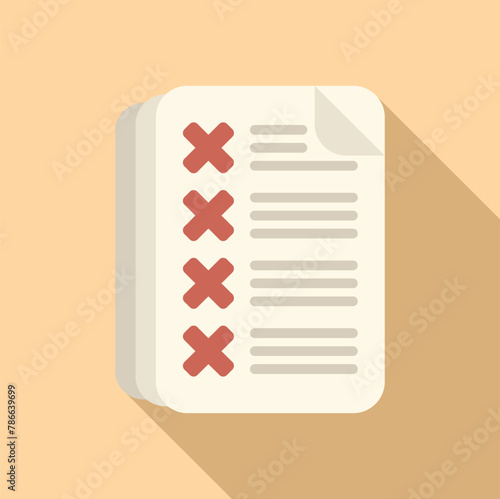 Paper rejected disclaimer points icon flat vector. Paper document. Sign policy