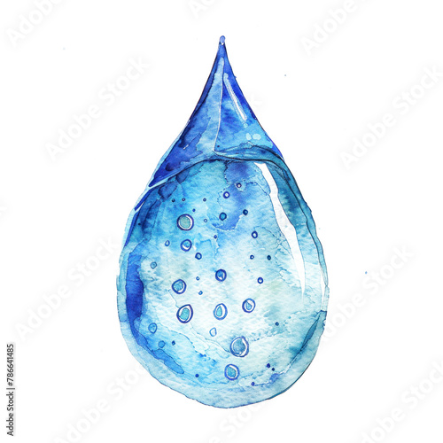 watercolor water drop on white
