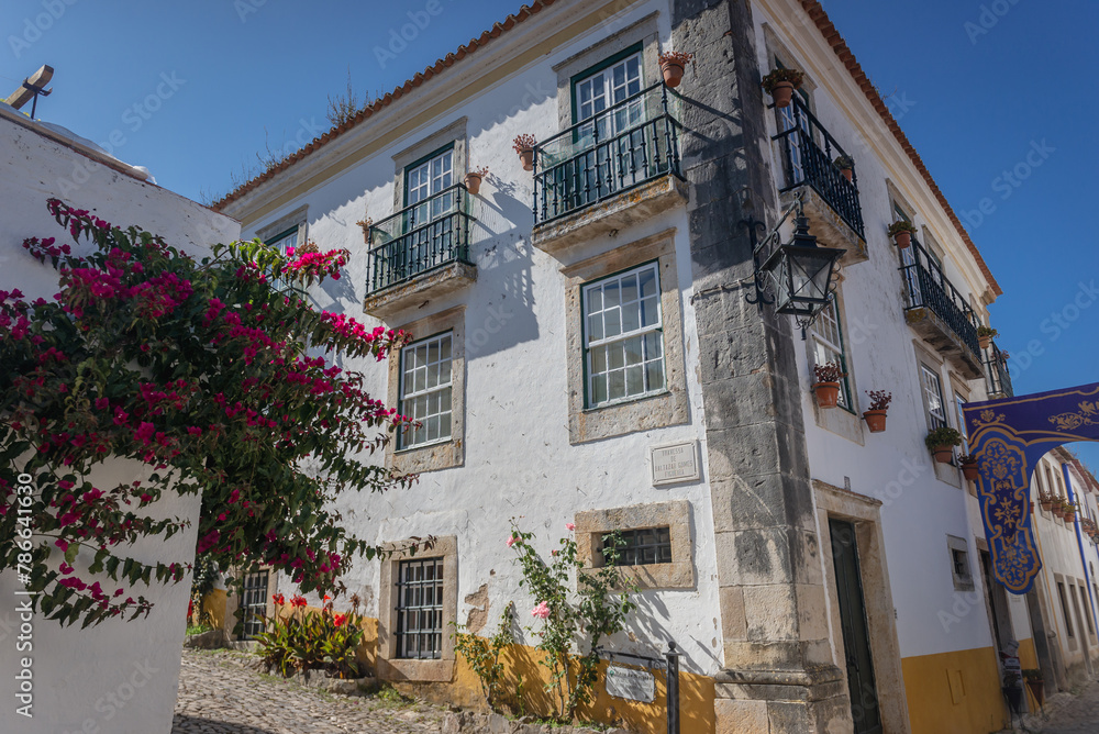 House on Rua Direita street in Obidos town, Oeste region, Leiria District of Portugal