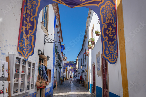 Rua Direita street in Obidos town, Oeste region, Leiria District of Portugal