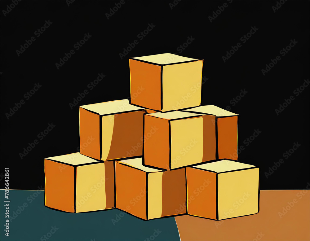 illustration of cubes stacked product display on black background illustration of cubes stacked product display on black background