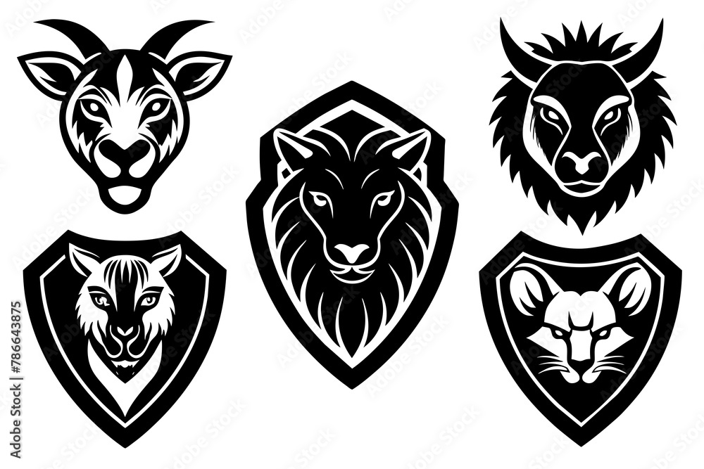 Set of animals logo icon vector silhouette on white background Set of animals logo icon vector silhouette on white background