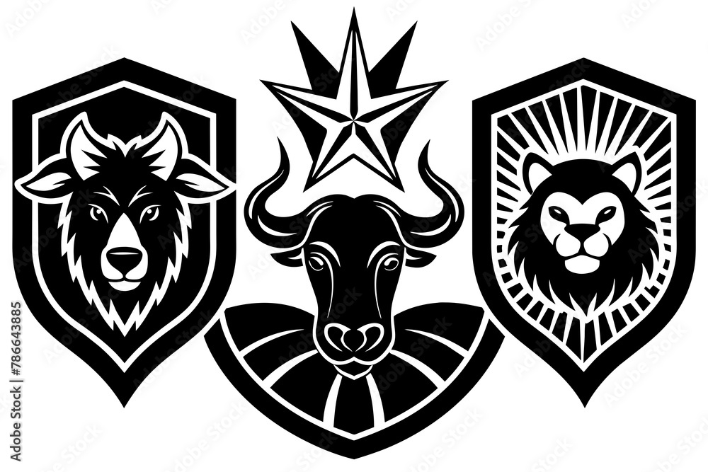 Obraz premium Set of animals logo icon vector silhouette on white background