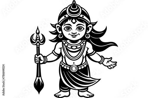 Por favor, crie o seguinte personagem infantil Vishnu silhouette on white background ‍