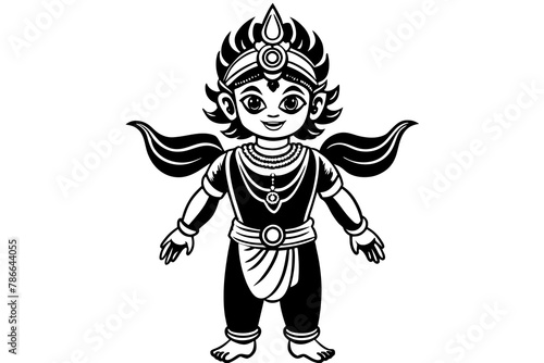 Por favor, crie o seguinte personagem infantil Vishnu silhouette on white background ‍
