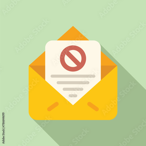 Mail letter disclaimer icon flat vector. Finance document. Policy service