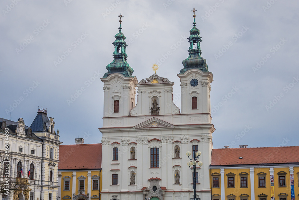 Church of St Francis Xavier and Town Hall of Uherske Hradiste city, Czech Republic