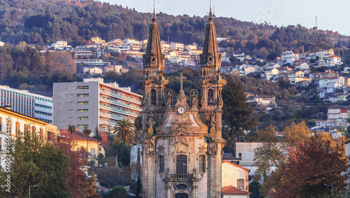 Front view of Church of Our Lady of Consolation and Santos Passos in Guimaraes, Portugal