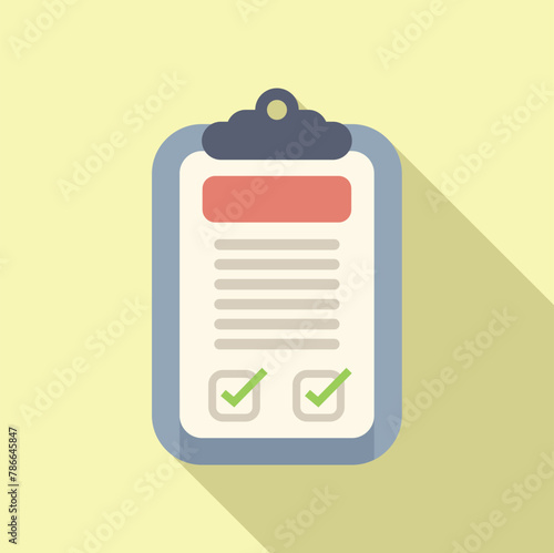 Clipboard checked disclaimer icon flat vector. Letter notice. Paper credit