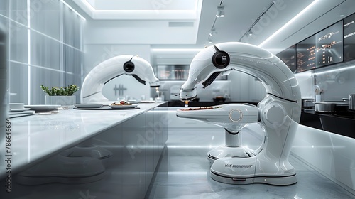 Futuristic Kitchen Showcases AI-Powered Robotic Arms Enhancing Culinary Precision and Efficiency