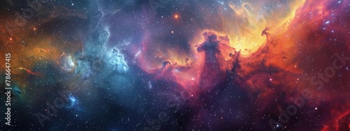 Illustration of cosmos, milky way, galaxies, science and astronomy concept photo