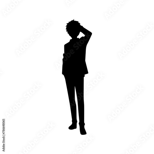 young man anime style character vector illustration design. Manga Anime Boy Black Hair Faces Cartoon