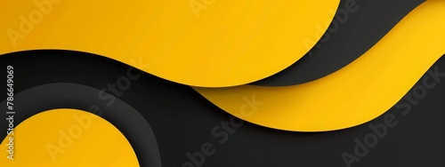 Professional sharp banner for a business presentation, featuring a yellow and black design with the main object on the right and ample copy space on the left - Concept of corporate communication